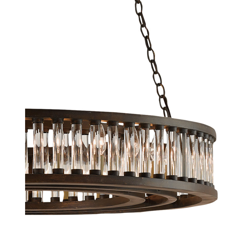 Lustre cylindrique unique à 24 lumières avec accents de cristal Elixir