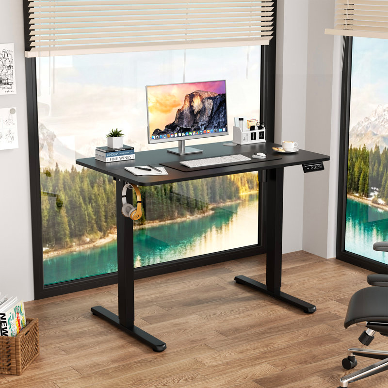 Bureau debout réglable électrique Oishee, Noir, noir, noir, noir, 46,5 po H x 39 po L x 24 po P