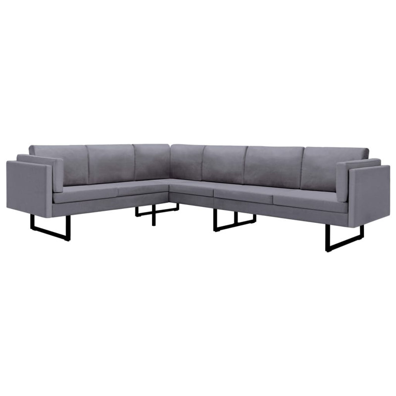 Corner Sofa L-shaped Fabric Steel Chaise Lounge Loveseat Multi Colors, Light Gray