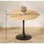 Table de salle à manger ronde 24 pouces, base piédestal, plateau en panneau de fibres à densité moyenne avec structure en acier, finition naturelle, 4 sièges