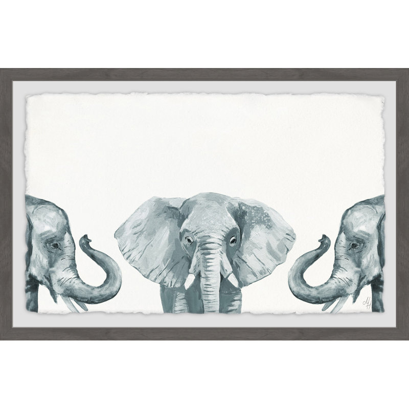 Éléphant, pose encadrée, H 24 po x l 36 po x P 1,5 po