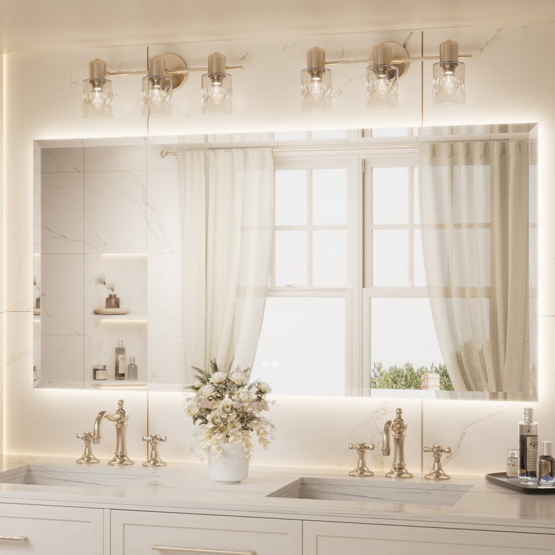 Miroir de salle de bain biseauté à rétroéclairage DEL, 36 po x 72 po