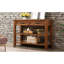 Console en bois massif avec 2 tiroirs de rangement et tablettes ouvertes, buffet Mid-Century pour le salon, la cuisine, le vestibule, le couloir, l'allure brune, la salle à manger,