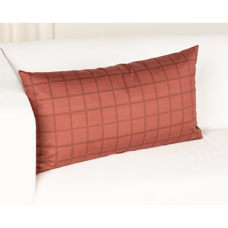 Coussin Mini Grid, 36 po x 14 po, Bourre en polyester, Rouge