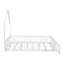 Lit plateforme double en bois avec garde-corps - Structure de lit en bois blanc-117597859