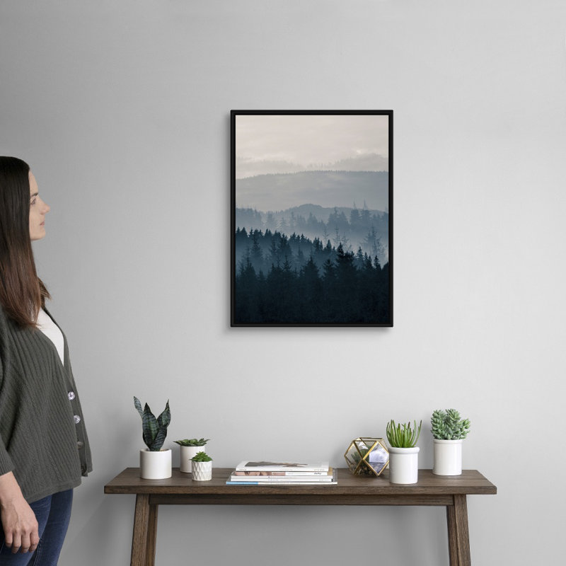 Reproduction de photo sur toile, "Blue Mountains II" par PhotoINC studio, H 26 po x l 20 po x P 1,75 po, Cadre noir