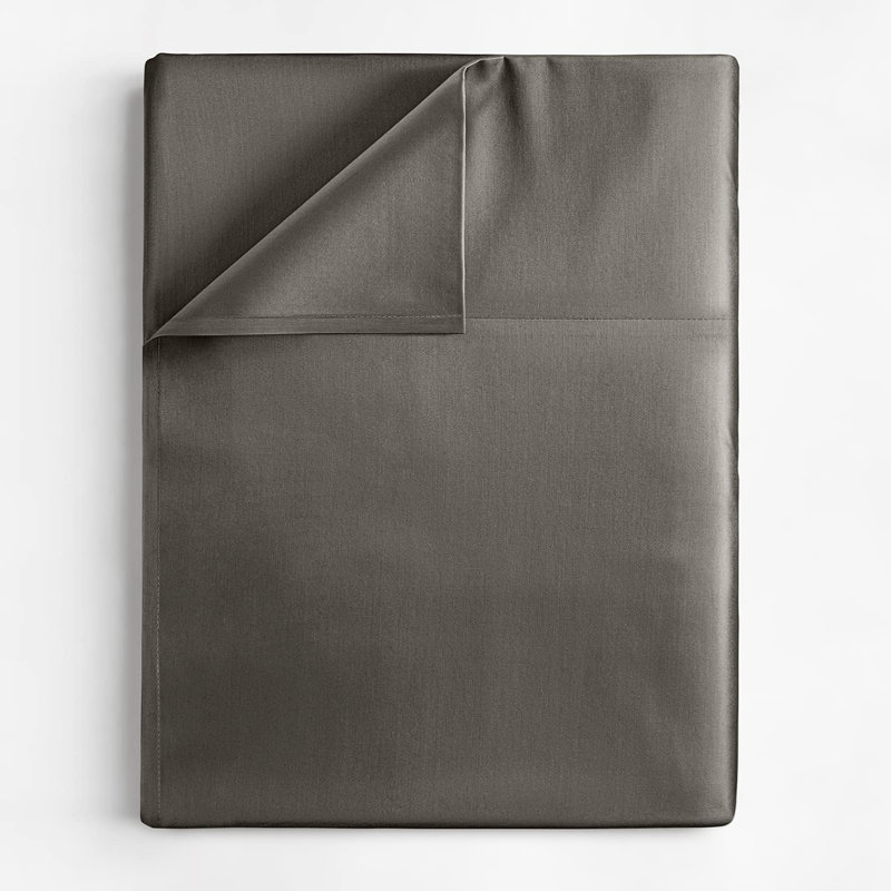 400 Thread Count Cotton Flat Sheet – Cooling, Breathable & Soft Top Sheet, King, Dark Gray