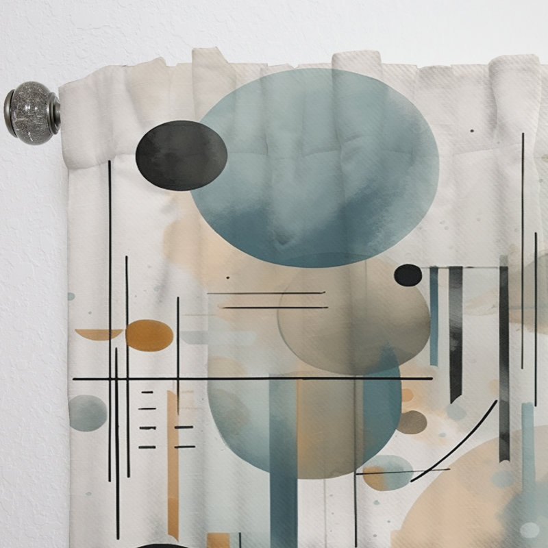 Blue Cream Minimalism Quiet Depths - Modern Velvet Curtain - Room Darkening - 1 panel, 52" W x 95" L