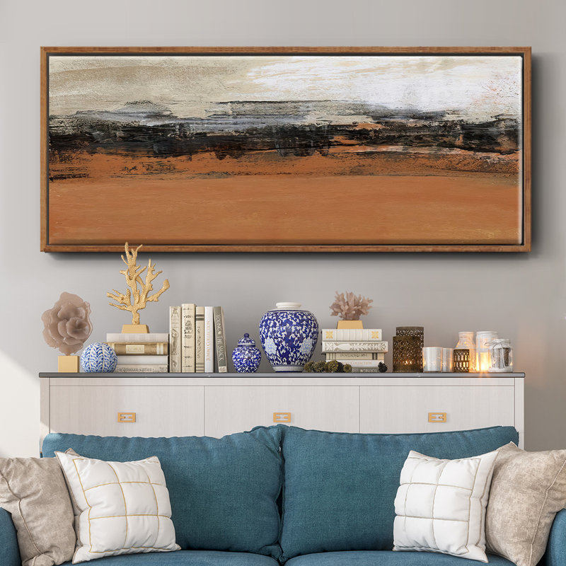Bridges Ochre I - Framed Canvas, 20" H x 50" W