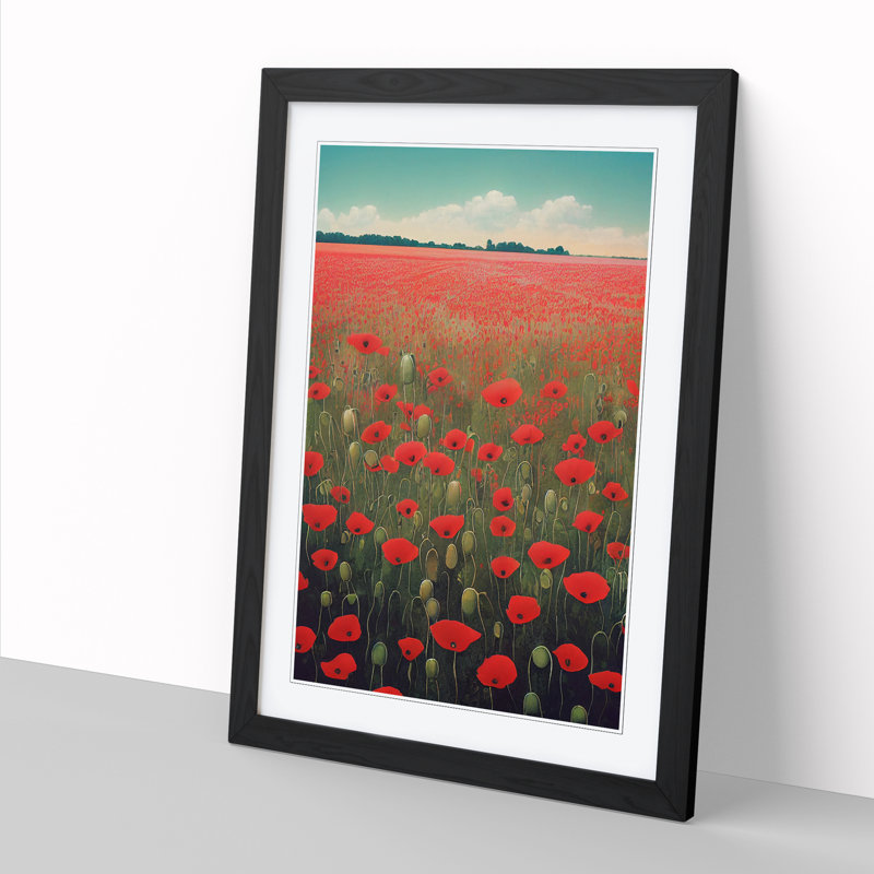 Poppy Field Vol.3 - Picture Frame Print, Black, 64cm H x 46cm W x 2cm D