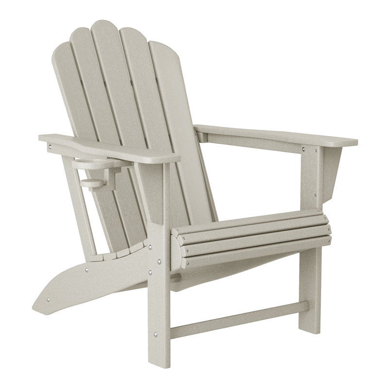 Chaise Adirondack en poly PEHD avec porte-gobelet Lucus, Beige