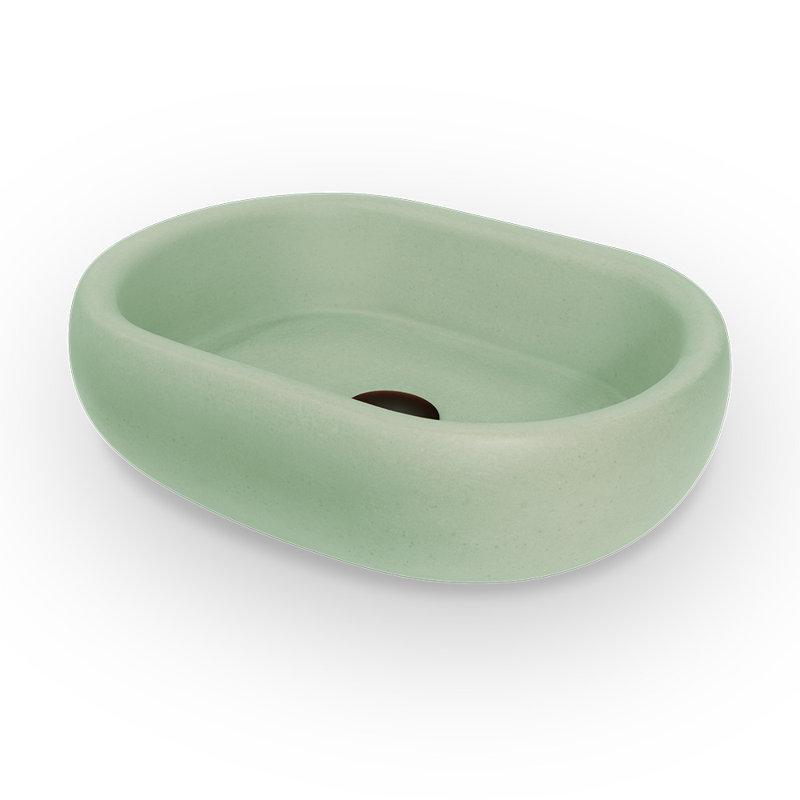 Newterra Handmade Oval Vessel Bathroom Sink, Matcha