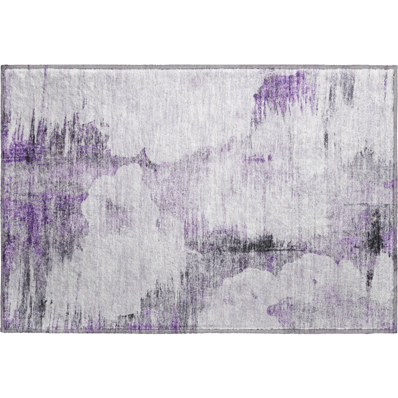 Premium Machine Washable Prisco Purple Rug, Rectangle 1'8" x 2'6"