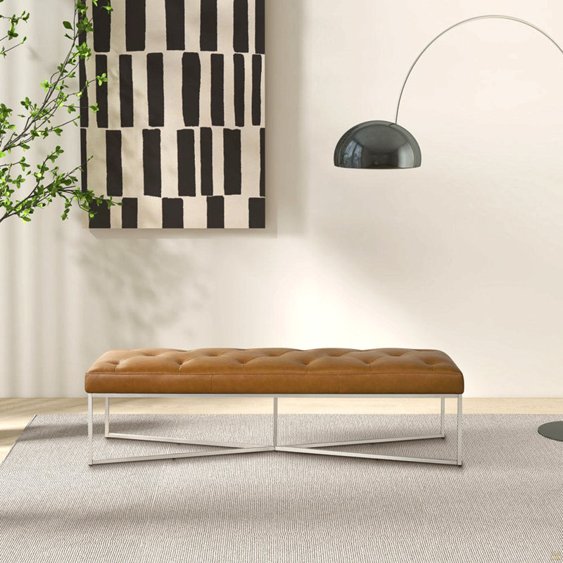 Banc en cuir brun clair Murrin