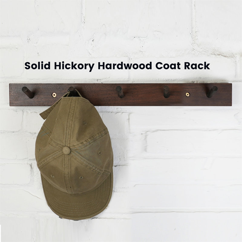 Wall Mounted Coat Rack, 2" H x 23.5" W x 0.75" D, Dark Walnut