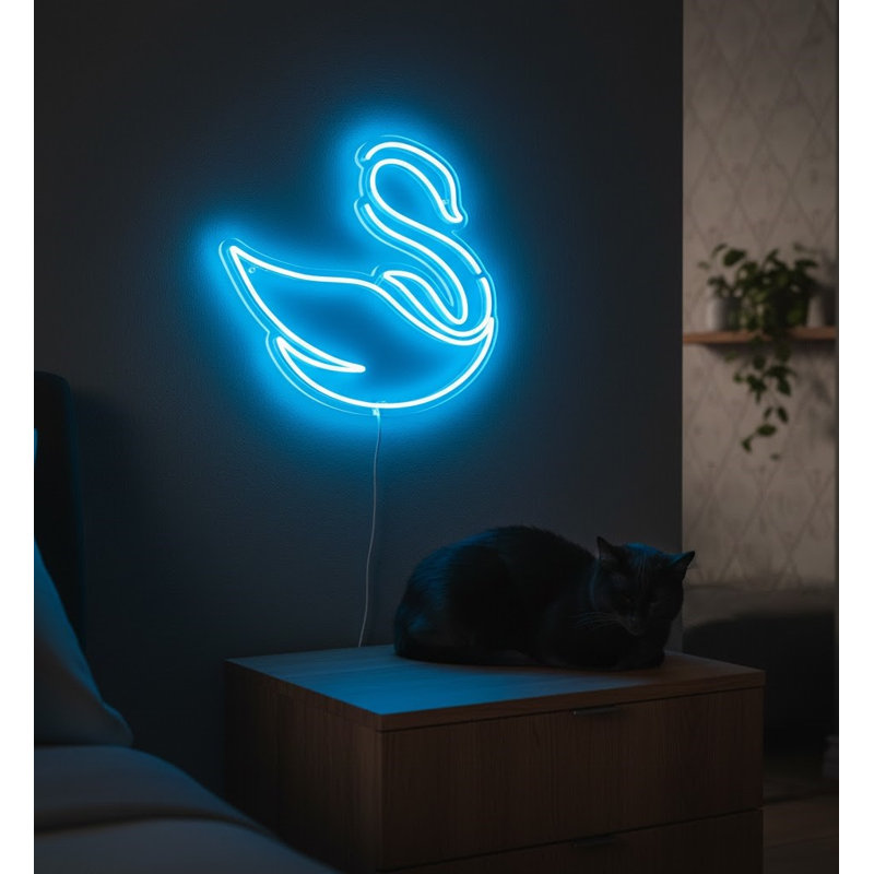  | Enseigne néon cygne néon | Fabriqué avec un tube néon bleu glacier durable et incassable qui émet une lueur brillante et uniforme pendant plus de 50 000 heures sans gradation ni scintillement | 24 x 26 | Bleu glacier