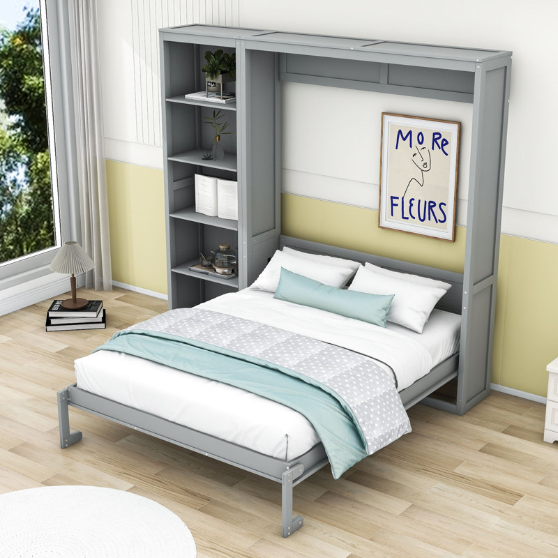 Mcfeeters Murphy Storage Bed with Shelves, Full/Double, Gray