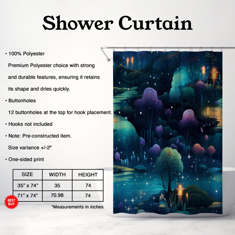 Rideau de douche Forest Secrets - Premium, H 74 po x l 71 po