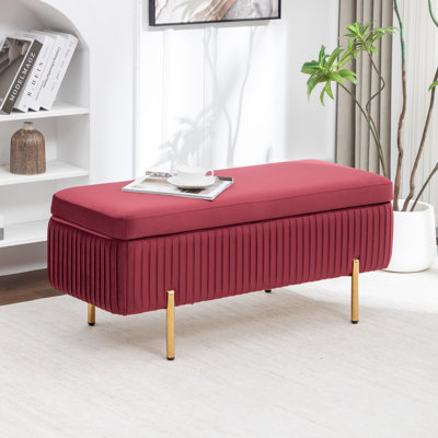 Banc de rangement rembourré en velours Miajah
