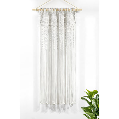 Boho Macrame Textured Cotton Cotton Sheer Curtain Single Panel