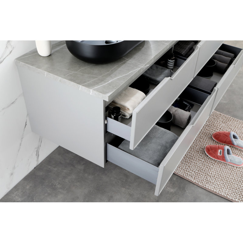 24“ Matte Shell Acrylic Rectangular Bathroom Vessel Sink, Above-Counter Mount, Non-Porous Hydrophobic Easy-Clean Basin