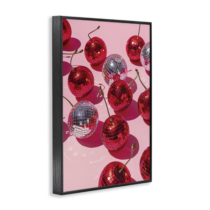 Giclée encadrée cerise, design par LSR Design Studio, H 18 po x l 12 po, Giclée encadrée noir minuit
