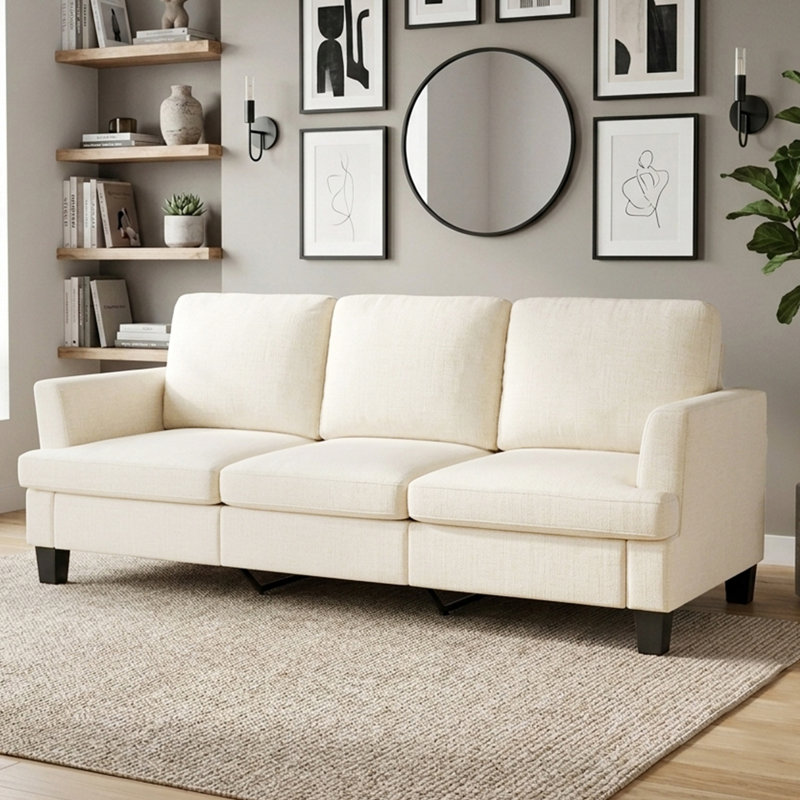 84'' Linen Upholstered 3-Seater Sofa, Beige