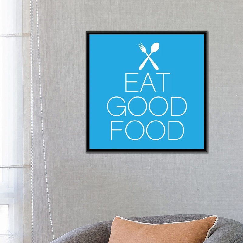 Art textuel sur toile avec nourriture manger good Kitchen, H 12 po x l 12 po x P 1,5 po, Pas de tapis, Toile tendue