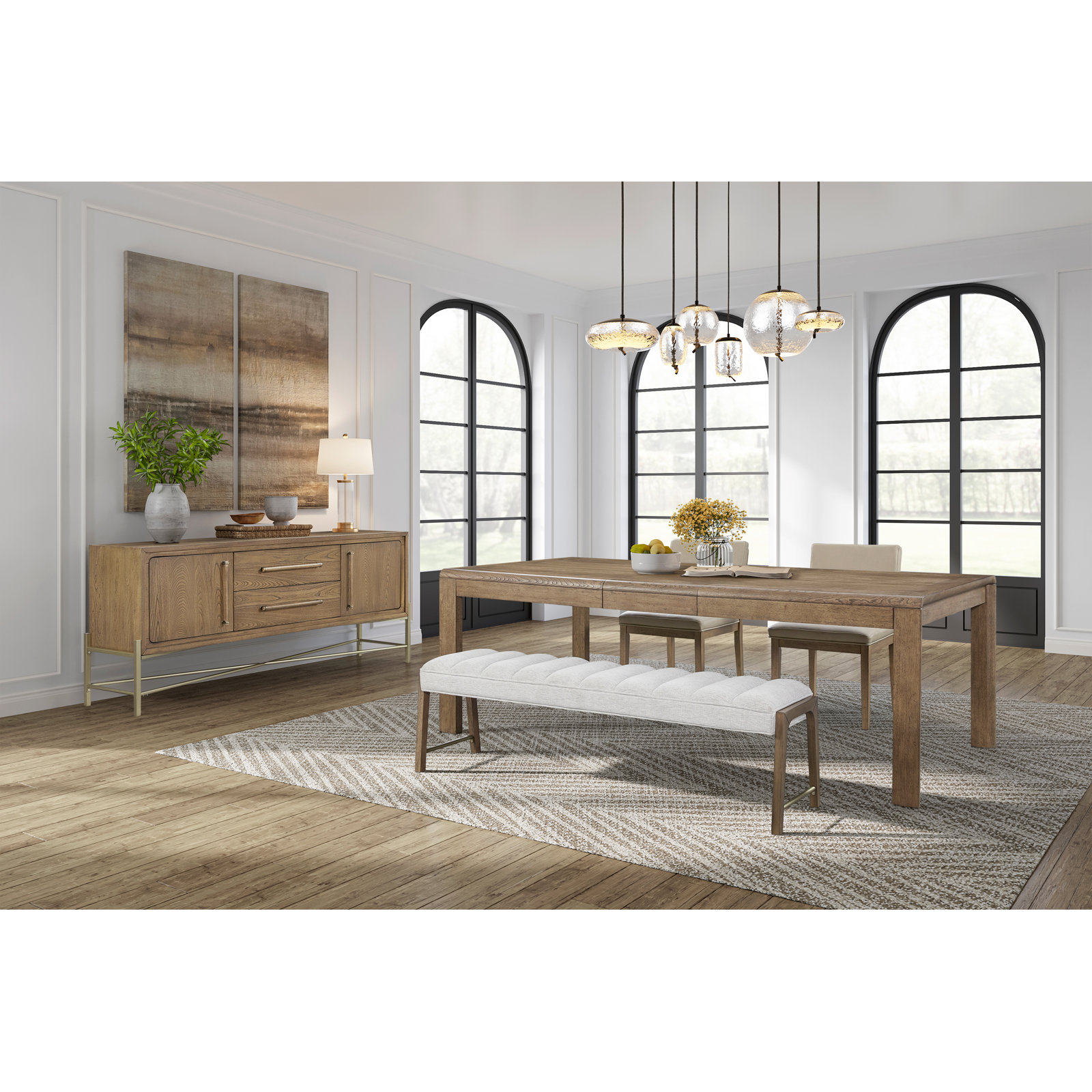 Tatum Aurora Wood Bench, Latte
