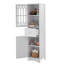 Armoire de salle de bain haute Board - blanc avec tiroir, portes et tablette réglable, tiroir et-597091160