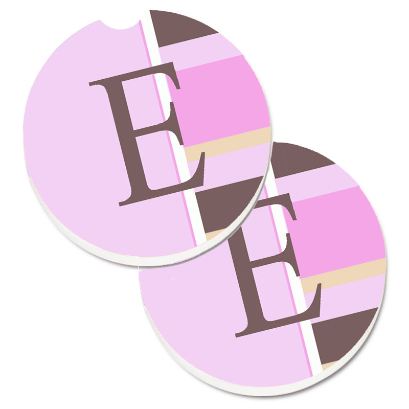 Sous-verre voiture monogramme initial, E, Rose