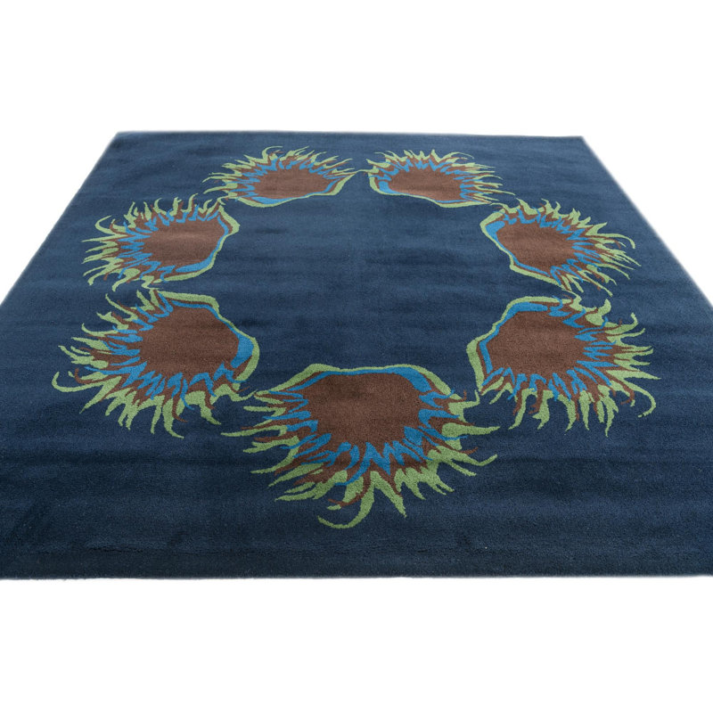 Tapis carré bleu marine Noell
