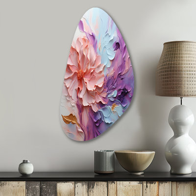 Greg - Abstract Spirals Asymmetrical Metal Print, Pink Unique Shape Metal Wall Art