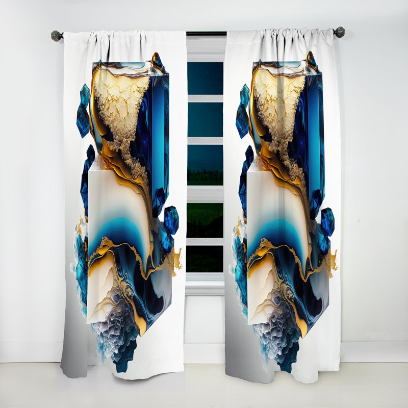 Phoebe - Abstract Geode Modern Shape - Modern Velvet Curtain - Room Darkening - 1 panel, 52" W x 84" L