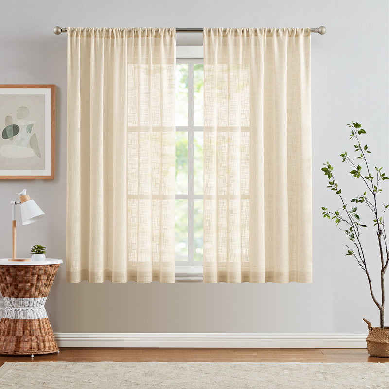 Ensemble de panneaux de rideaux diaphanes pour salon, Lin, l 52" x L 63"