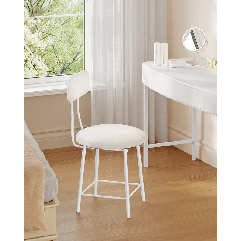 Dressing Table Chair with White Legs, Vanity Chair Stool with Soft Padding, Makeup Dressing Table Stool for Bedroom, Living Room