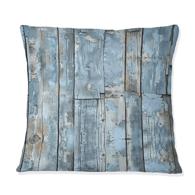Powder Blue And Silver Barn Wood II - Farmhouse Pillow
