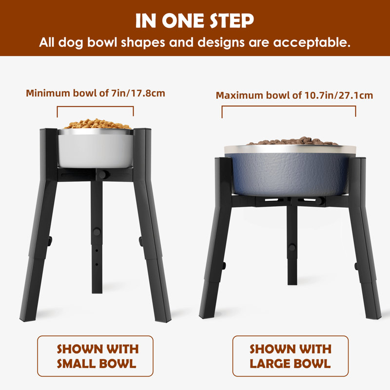 Support à bol réglable pour 3 chiens de grande taille, 3 bols surélevés pour bols de 17,8 à 27,1 cm de largeur, support pour bol en métal pour chien (bol non inclus)