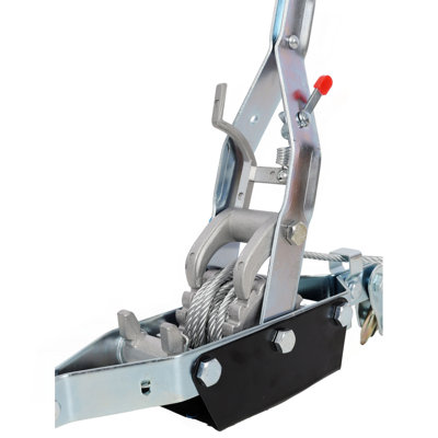4T HAND Winch PULLER,DOUBLE GEAR,3 HOOKS, 12FT Cable,Power Cable Puller With Dual Gears Ratchet System For Easy Hand Pulling