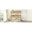 Lit superposé triple en chêne blanc avec garde-corps taille simple en chêne, assemblage pratique-1723797007