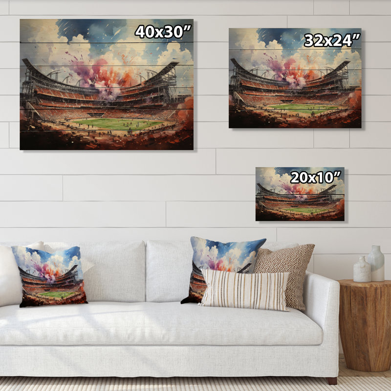 Sport Stadium in Spotlight V - impression sur bois sans cadre, H 10 po x l 20 po x P 0,78 po