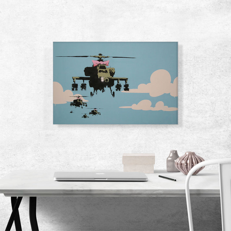 «Happy Choppers» par Banksy, reproduction d'art sur toile tendue, H 18 po x l 26 po x P 1,5 po