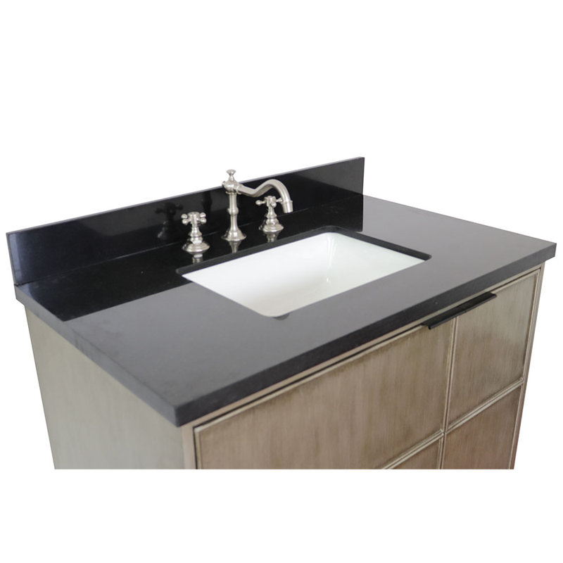 37'' Single Bathroom Vanity with Stone Top, Black Galaxy