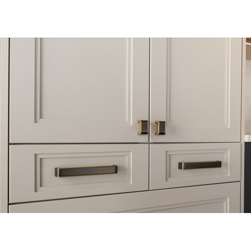 Fusion 6" Center to Center Bar Pull, Gunmetal/Satin Brass