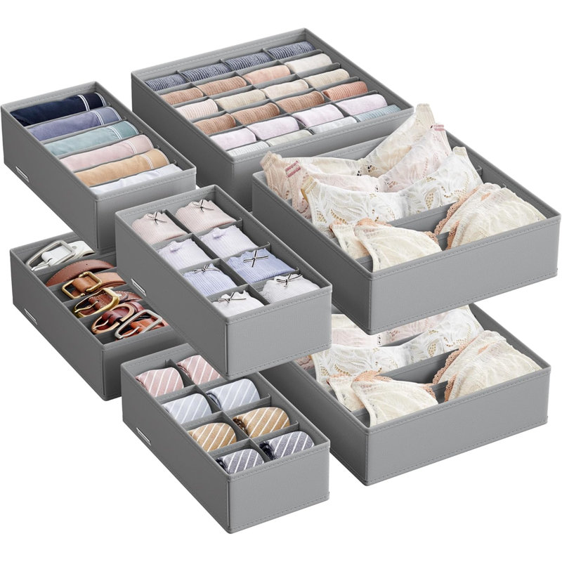 Set Of 8 Underwear Drawer Organisers, Drawer Dividers, Foldable, For Bras Undies Socks Ties, Fabric Storage Boxes For Closet Wardrobe Shelves