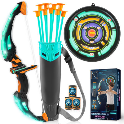 Kids Bow and Arrow Set with LED Lights, Archery Toy Set for boy age 3 up
