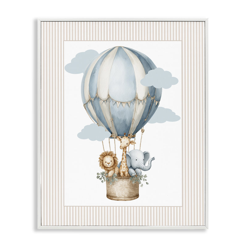 Giclée encadrée, montgolfière, Encadrement giclée blanc côtier, H 20 po x l 16 po