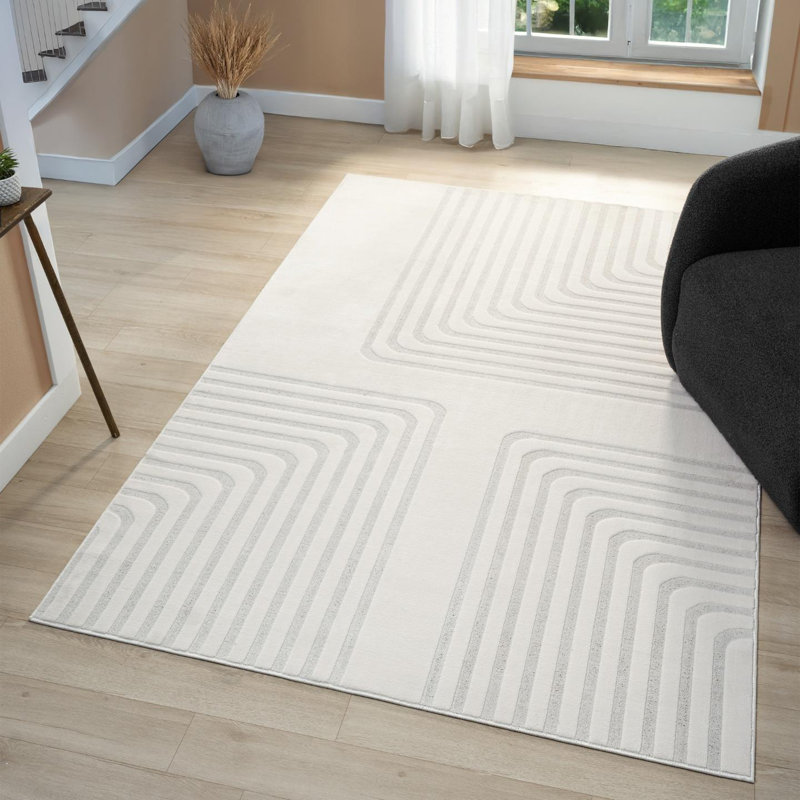 Mid-Century Modern Geometric Area Rug, Rectangle 5' x 7'