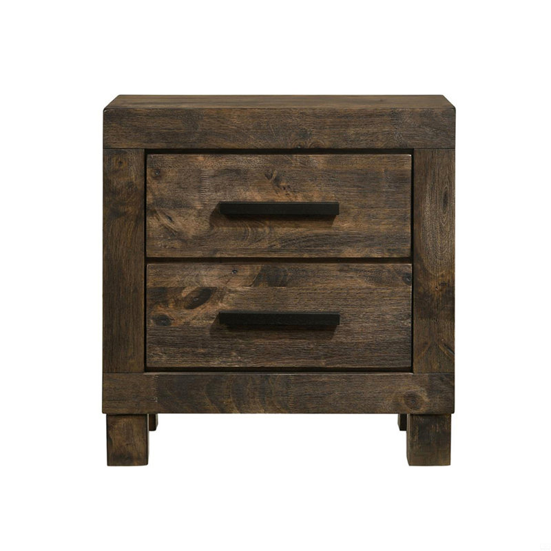 Table de chevet 2 tiroirs en panneau de fibres à densité moyenne