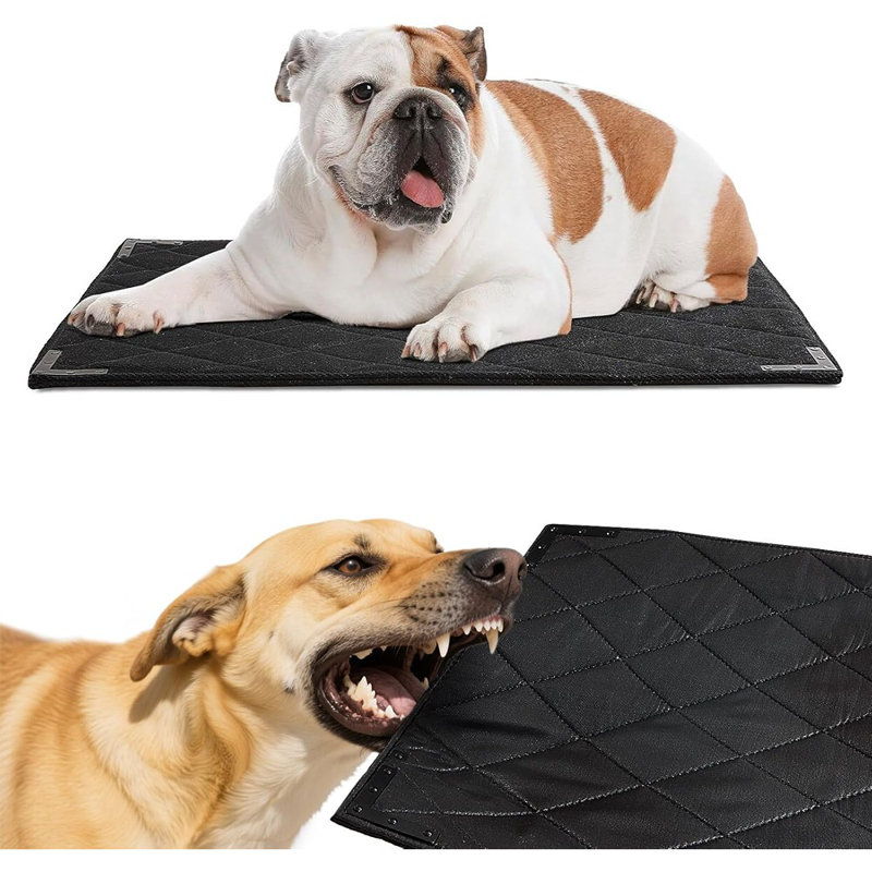 Lit pour chien à l'épreuve des mâchoires avec coins à rivets en métal - Coussin de chenil durable pour chiens de taille moyenne, tapis de caisse intérieur / extérieur pour chiots de dentition